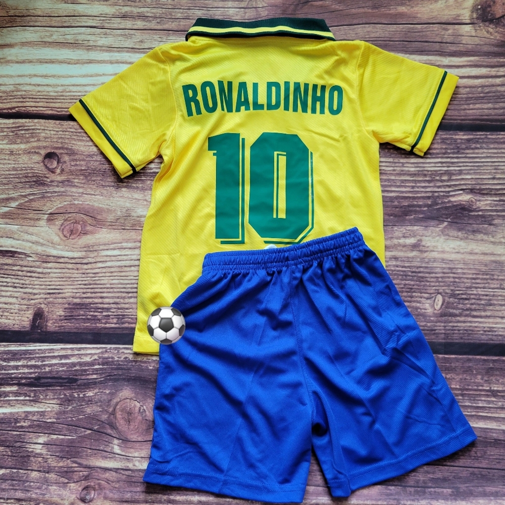 Retro Brazil Home kid's soccer uniform